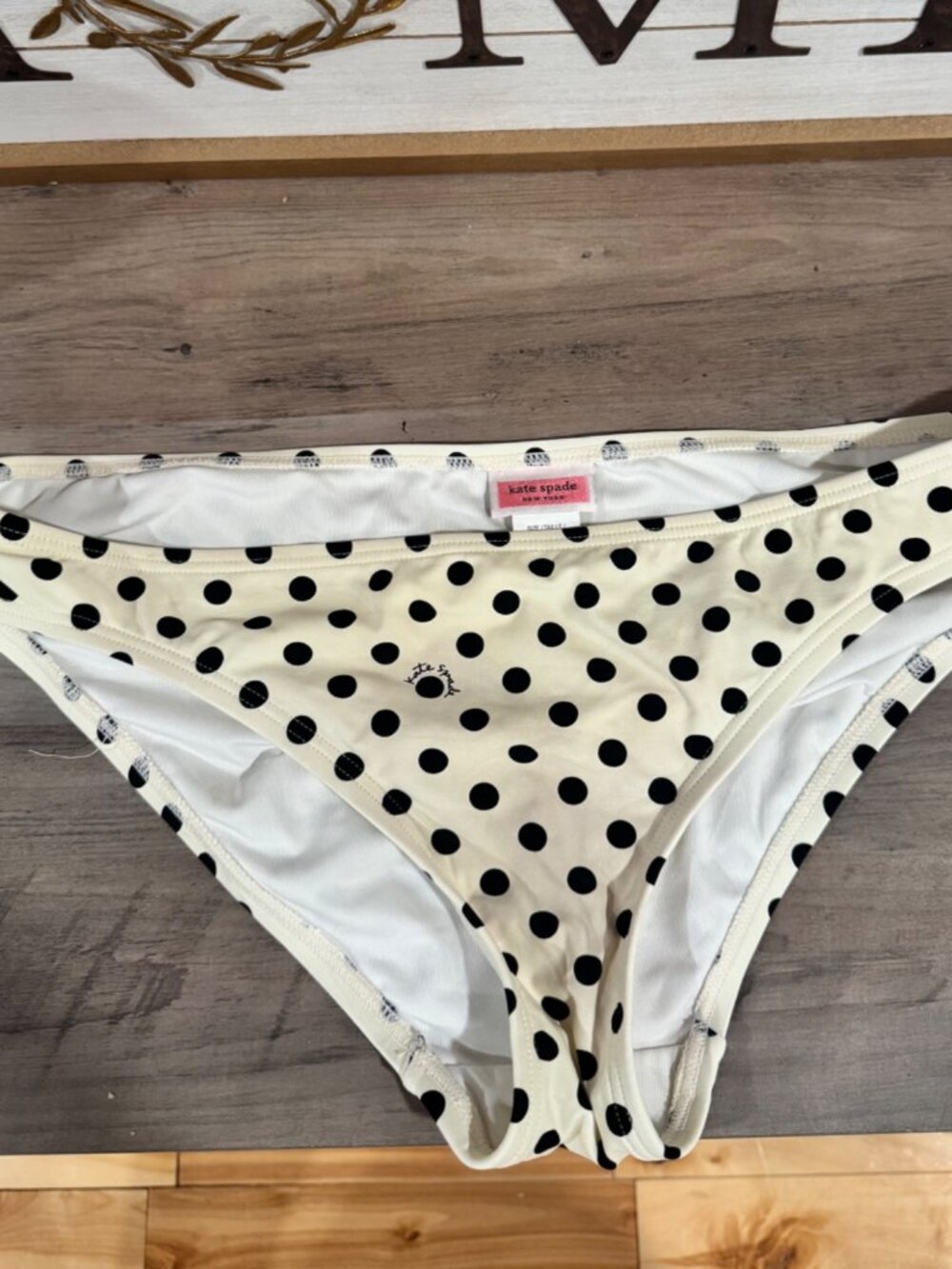 Kate Spade New York Polka Dot Bikini Bottoms Cream Black XL